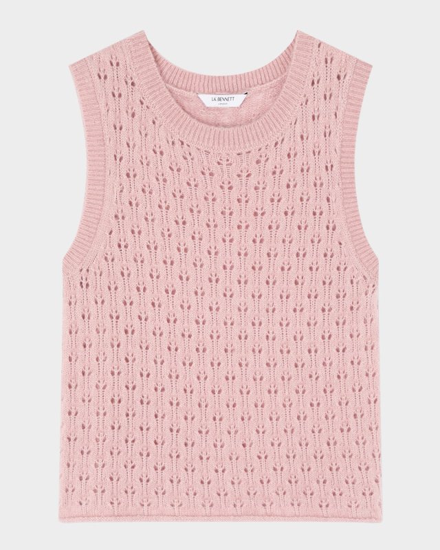 Gaia Pointelle-Knit Wool Vest
